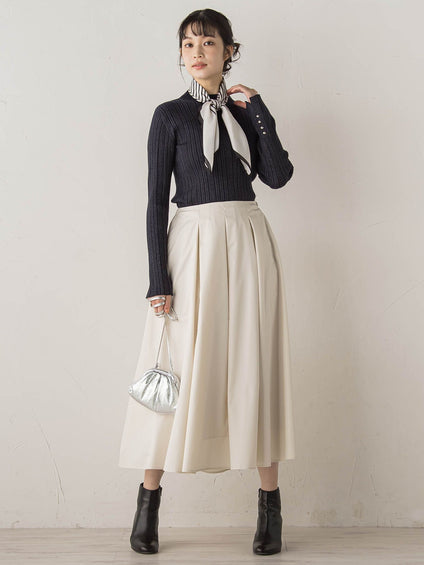 袖ボタンランダムリブニット≪手洗い可能≫