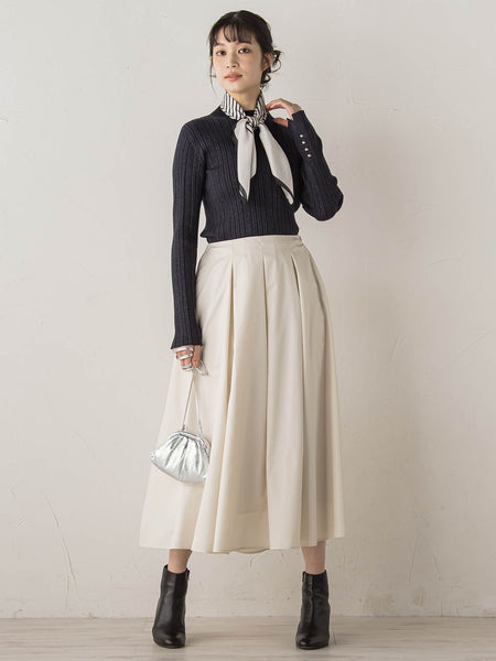 袖ボタンランダムリブニット≪手洗い可能≫