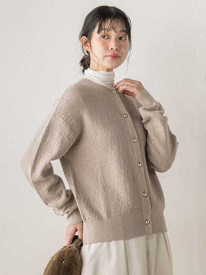 フクレジャガードニットカーディガン≪手洗い可能≫