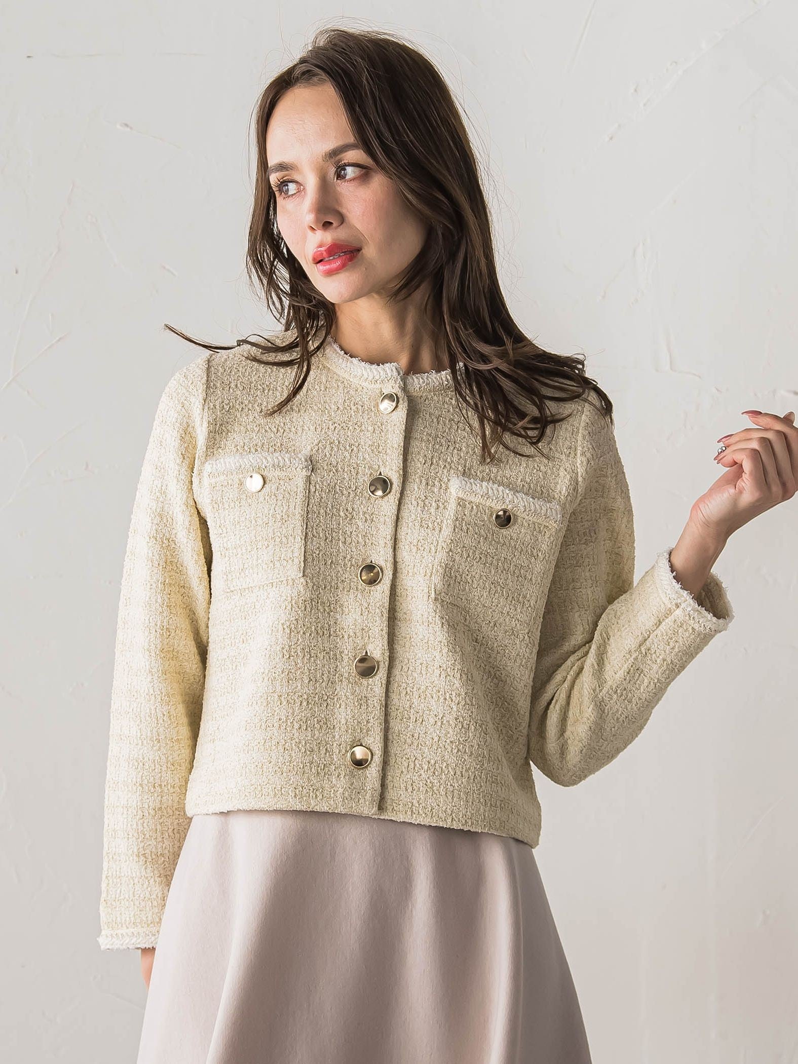 ツイードニットカーディガン