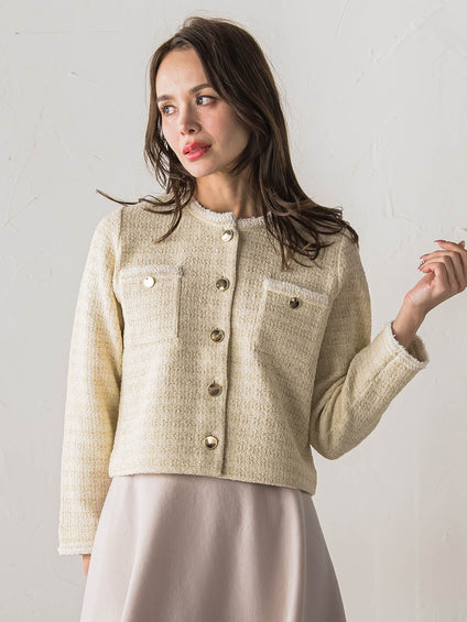 ツイードニットカーディガン