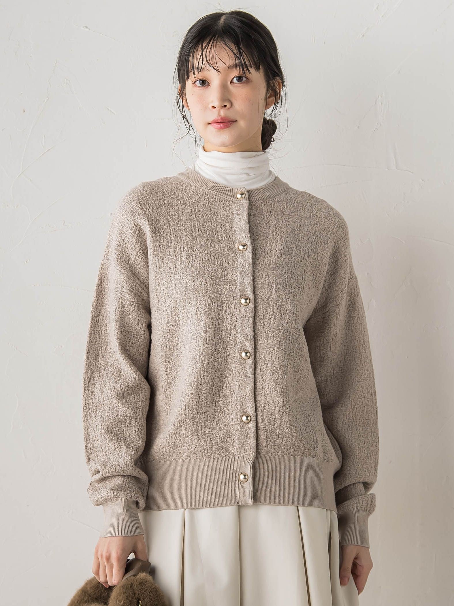 フクレジャガードニットカーディガン≪手洗い可能≫