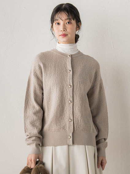 フクレジャガードニットカーディガン≪手洗い可能≫