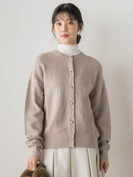 フクレジャガードニットカーディガン≪手洗い可能≫