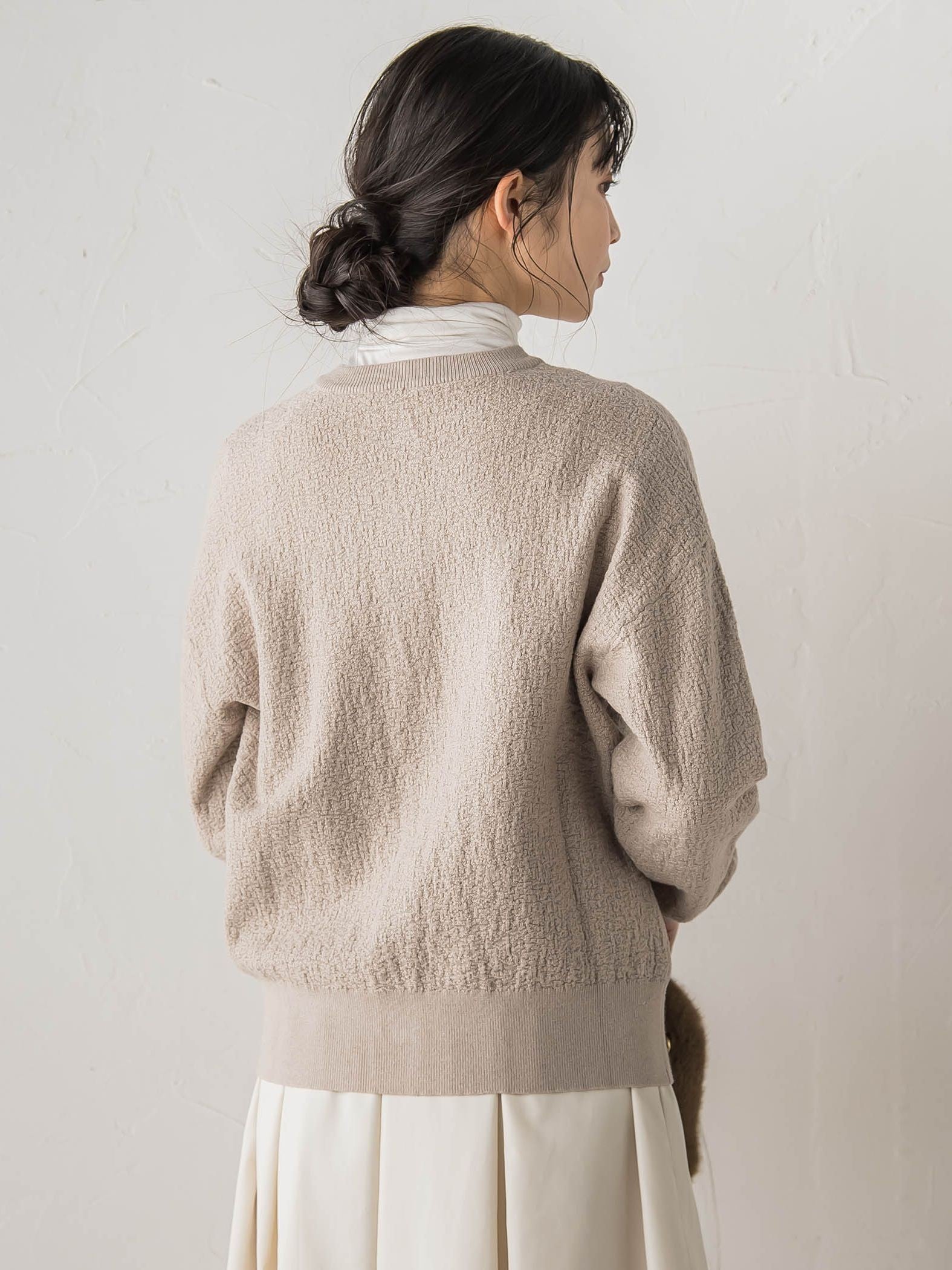 フクレジャガードニットカーディガン≪手洗い可能≫