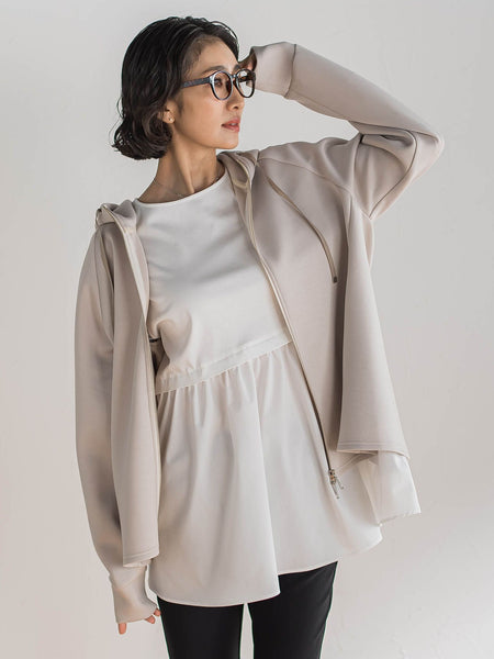 【大きいサイズ】ストレッチダンボールジップパーカー