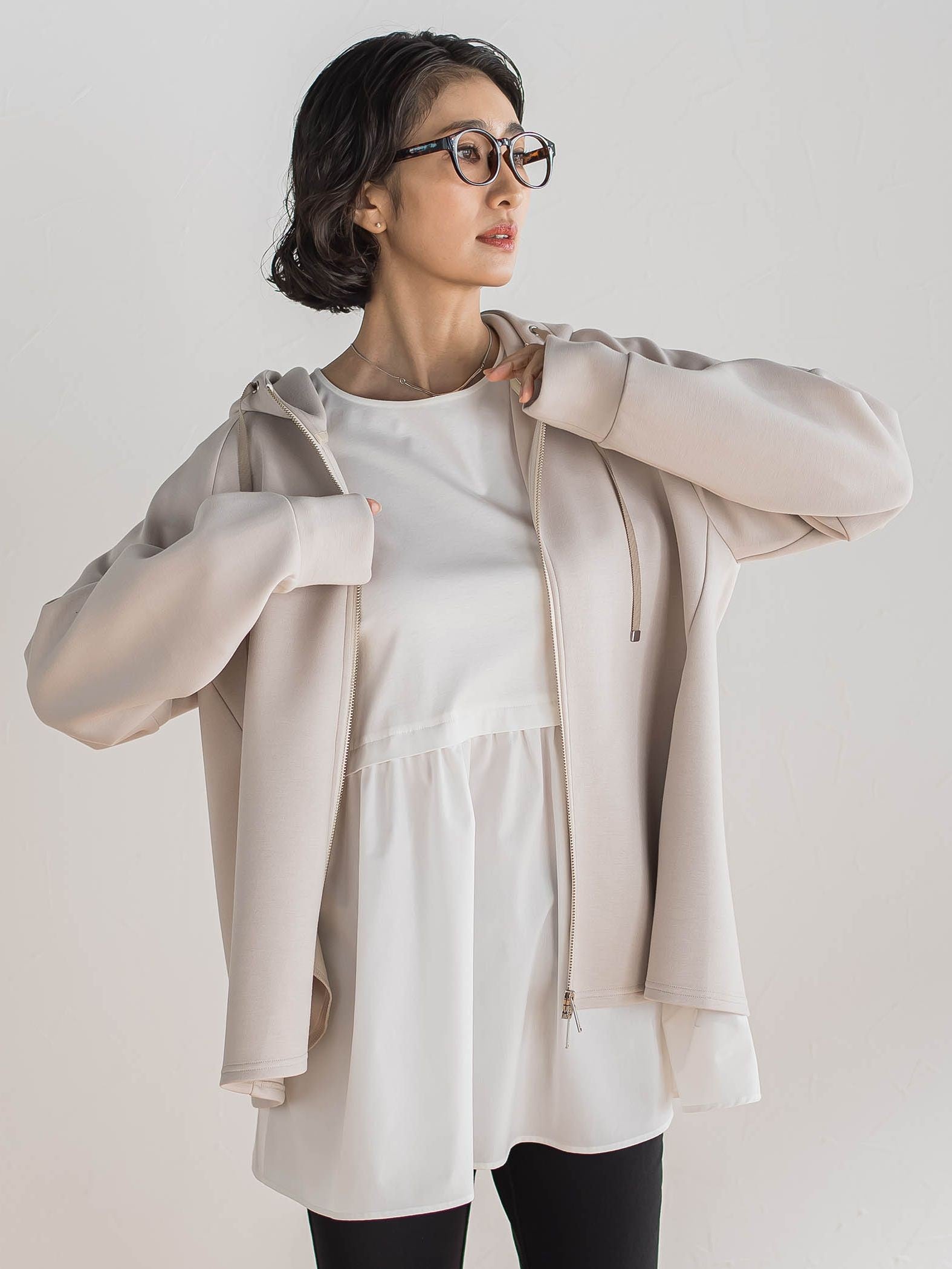 【大きいサイズ】ストレッチダンボールジップパーカー