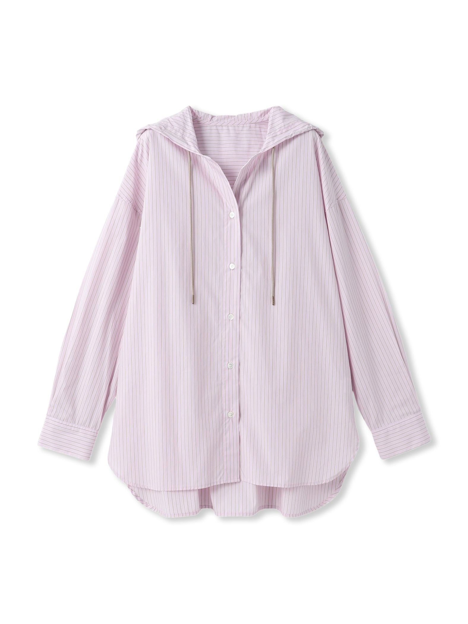 ストライプフーディオーバーシャツ≪手洗い可能≫