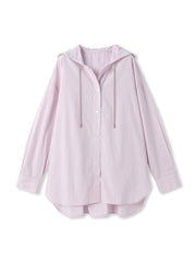 ストライプフーディオーバーシャツ≪手洗い可能≫