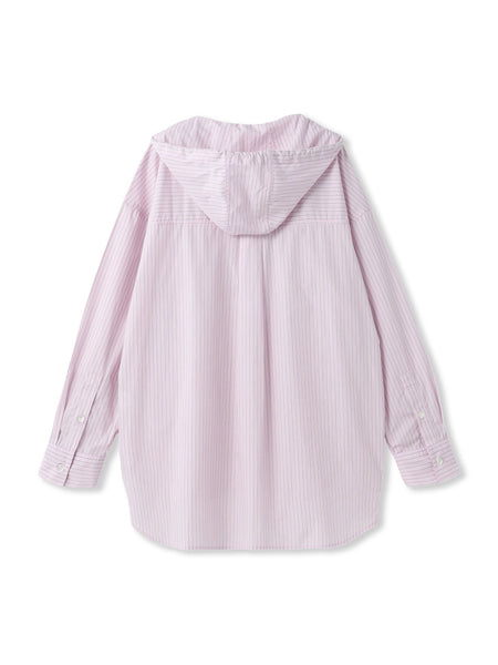 ストライプフーディオーバーシャツ≪手洗い可能≫