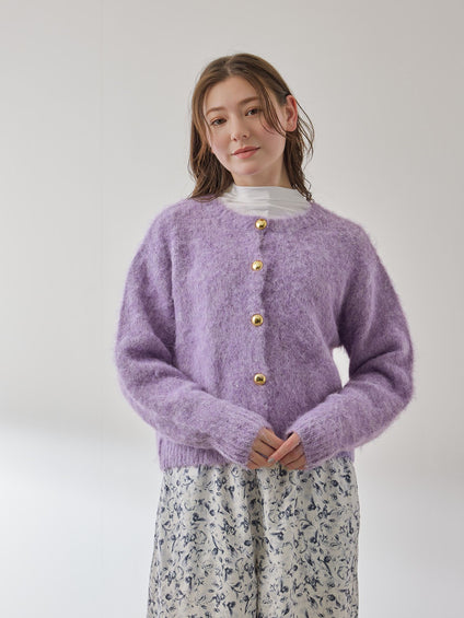 ソフトシャギー起毛メタルボタンカーディガン