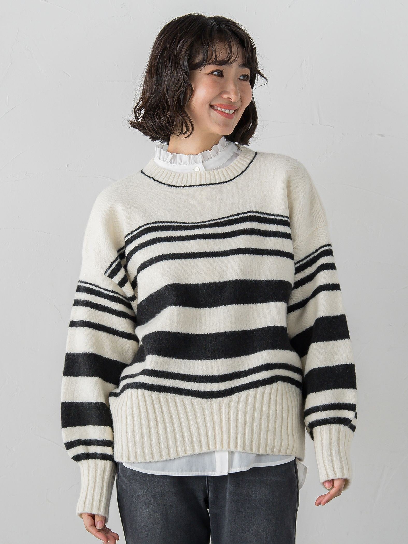 【WEB限定】”ふんわり着心地”ランダムボーダーニット