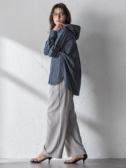 ストライプフーディオーバーシャツ≪手洗い可能≫