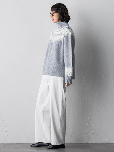 【大きいサイズ】フェアアイル柄ニット