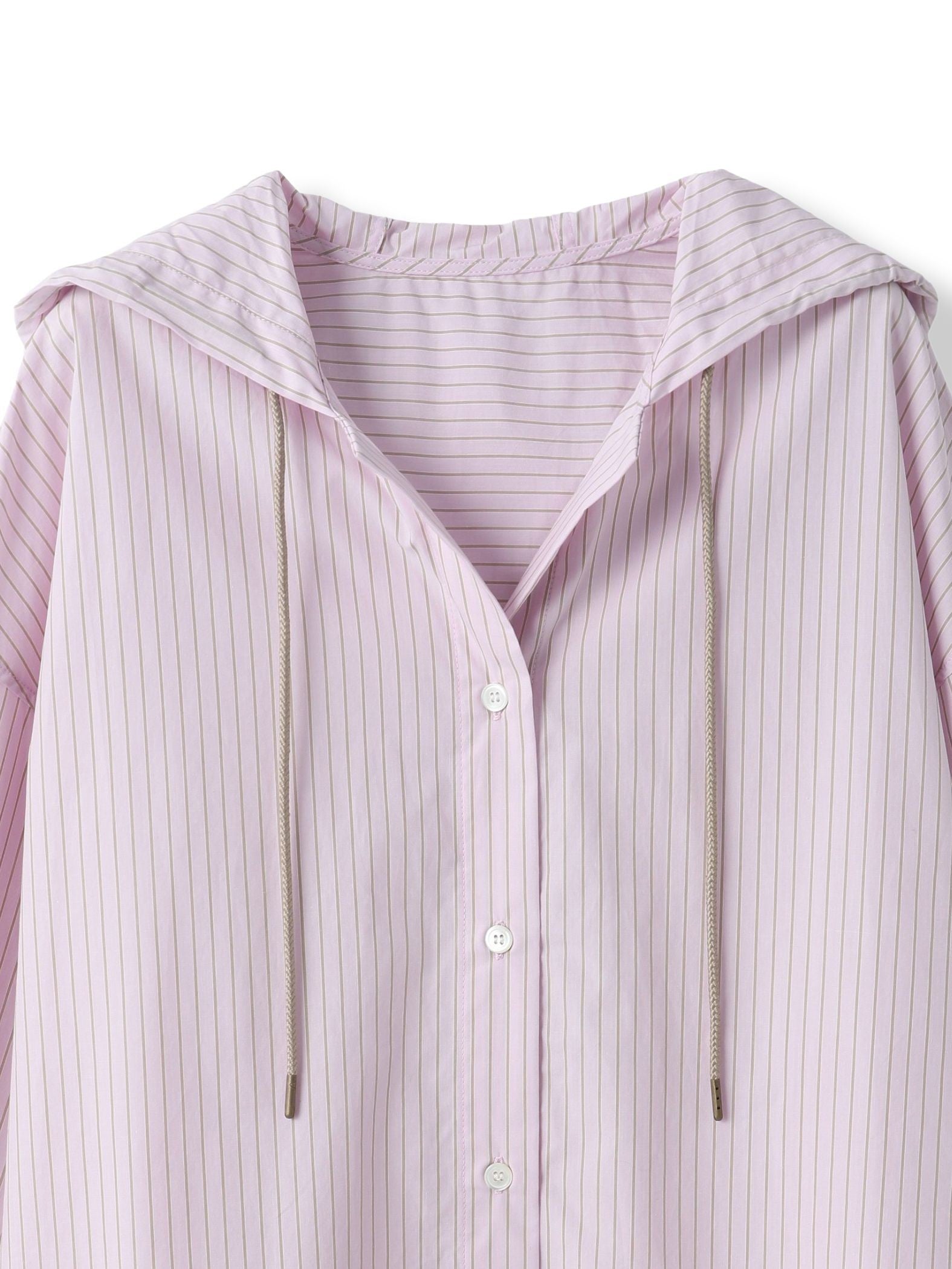 ストライプフーディオーバーシャツ≪手洗い可能≫