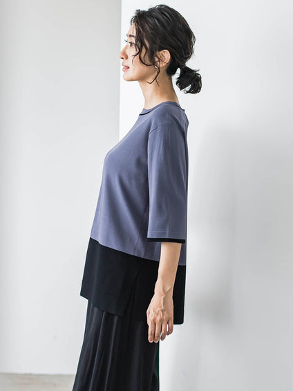 【大きいサイズ】Tシャツ風ニットプルオーバー≪手洗い可能≫