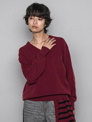 【ふわもち】Vネックニット≪洗濯機で洗える≫