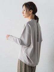 【受注会限定】刺繍あり/裏起毛ボトルネックカットソー≪洗濯機で洗える≫