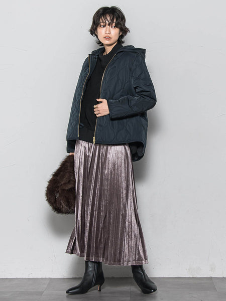 【WEB限定】ストレッチベロアプリーツスカート≪手洗い可能≫