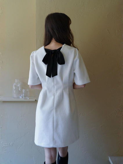 Back Ribbon shaggy One-Piece≪手洗い可能≫