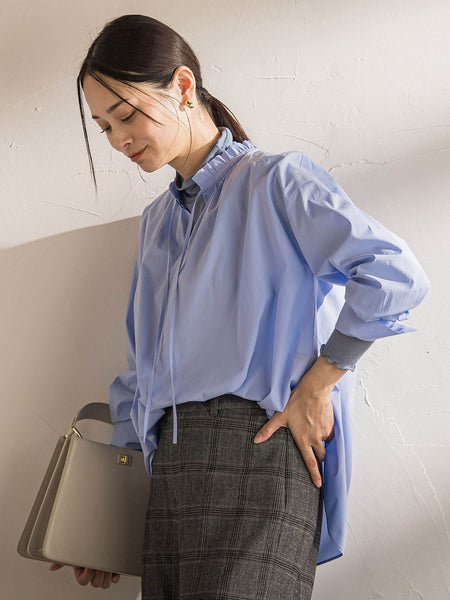 コットンフリルカラーブラウス