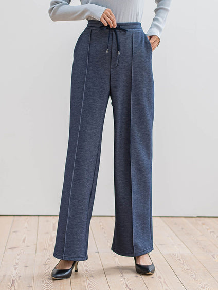 【WEB限定/大きいサイズ】”楽暖”裏起毛ワイドパンツ≪洗濯機で洗える≫