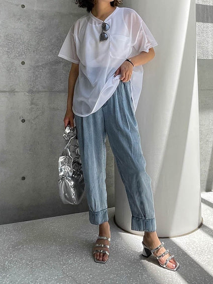 【ENIM BY VICKY】ポケット付きシアーTシャツ《手洗い可能》