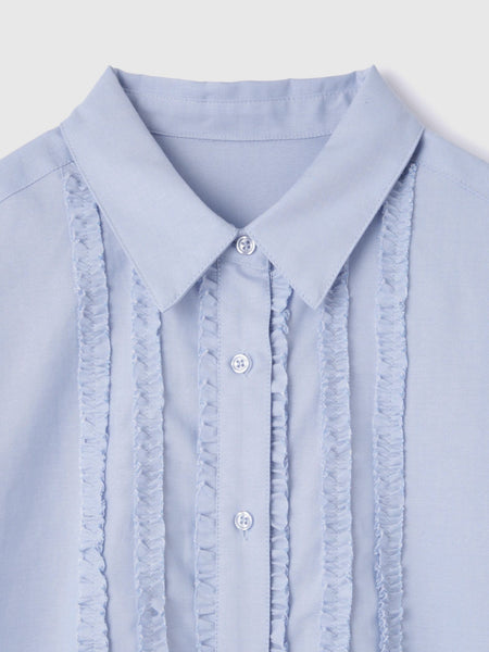 オックスミニフリルシャツ≪手洗い可能≫