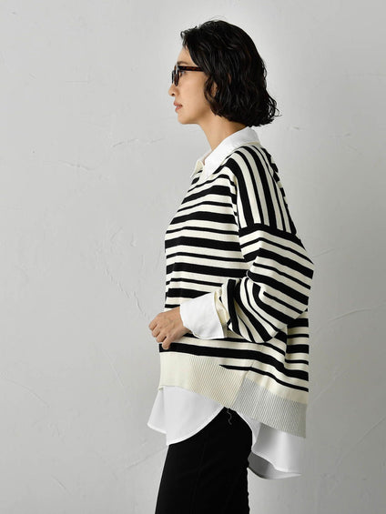 【WEB限定】”3コーデが叶う2点セット”ニット×シャツ≪手洗い可能≫