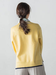 配色クルーネックニット≪洗える≫