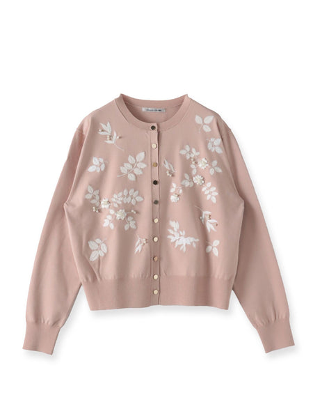 【新色追加】ボタニカルモチーフ刺繍カーディガン