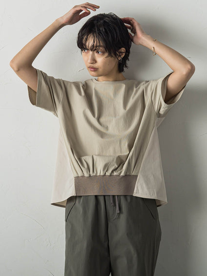 裾リブ前後異素材プルオーバー≪手洗い可能≫