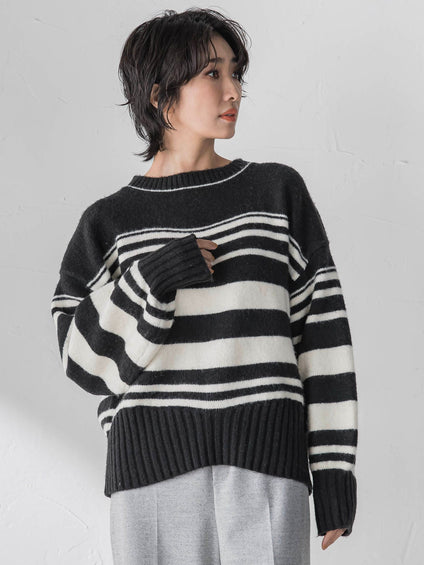 【WEB限定】”ふんわり着心地”ランダムボーダーニット