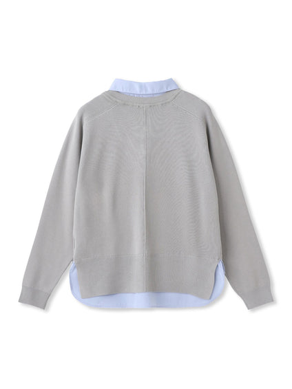 【WEB限定】Vネックブラウス切替えプルオーバー≪手洗い可能≫