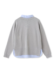 【WEB限定】Vネックブラウス切替えプルオーバー≪手洗い可能≫