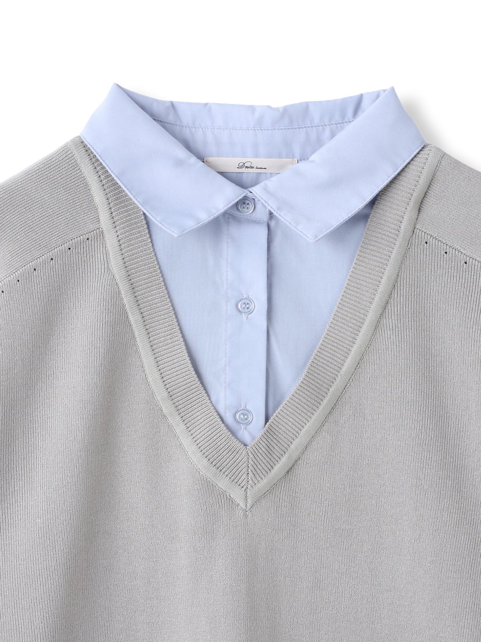 【WEB限定】Vネックブラウス切替えプルオーバー≪手洗い可能≫