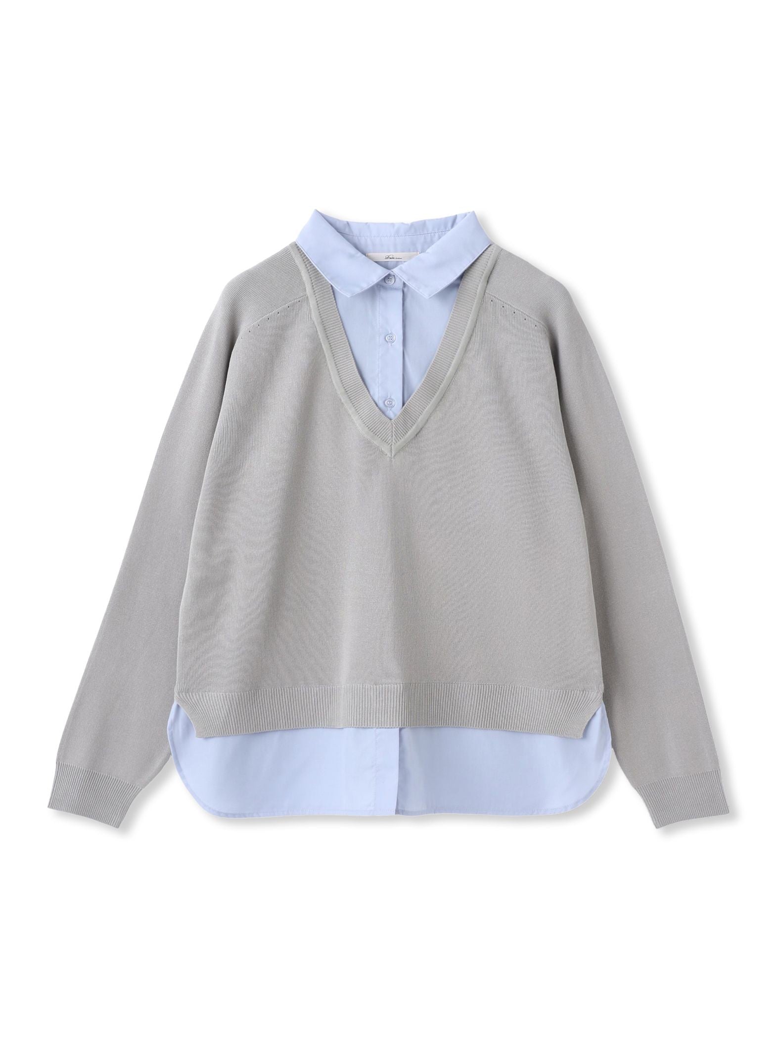 【WEB限定】Vネックブラウス切替えプルオーバー≪手洗い可能≫