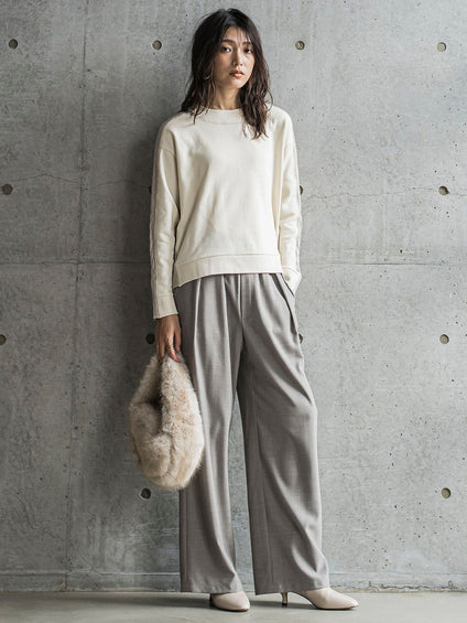 【WEB限定】裏毛×ニット前後ドッキングプルオーバー≪手洗い可能≫