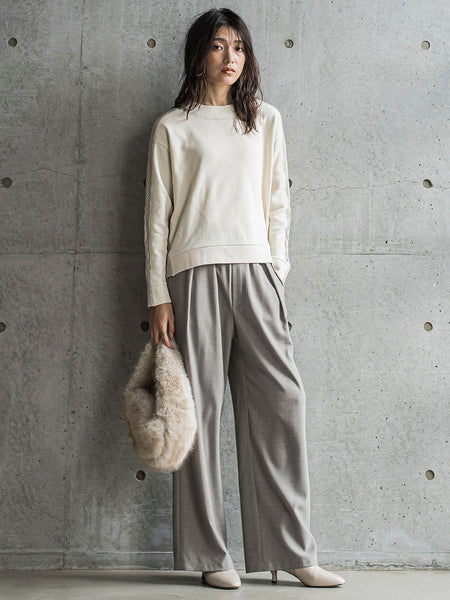 【WEB限定】裏毛×ニット前後ドッキングプルオーバー≪手洗い可能≫