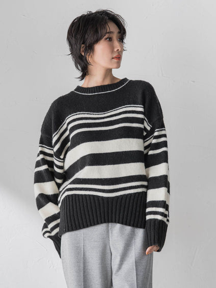 【WEB限定】”ふんわり着心地”ランダムボーダーニット