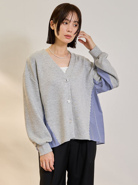 ダンボールバックストライプカーディガン