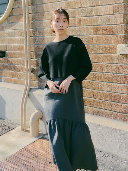 2WAYニット付きワンピース≪自宅で洗える≫