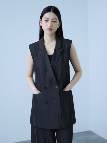 【シーズンレス】ナイロンツイルデニムベスト