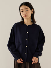 スポンディッシュメタルボタンカーディガン≪手洗い可能≫