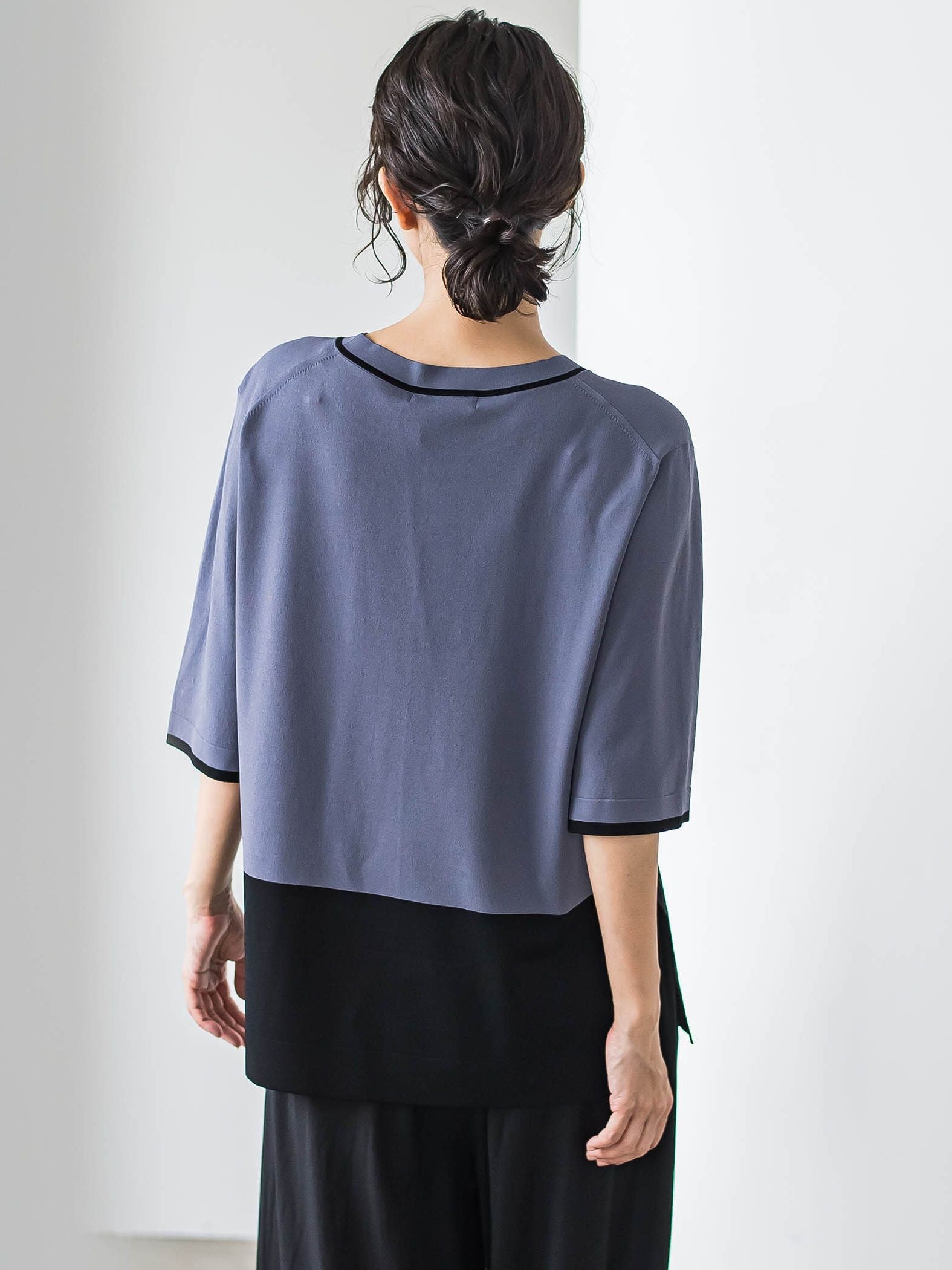 Tシャツ風ニットプルオーバー≪手洗い可能≫