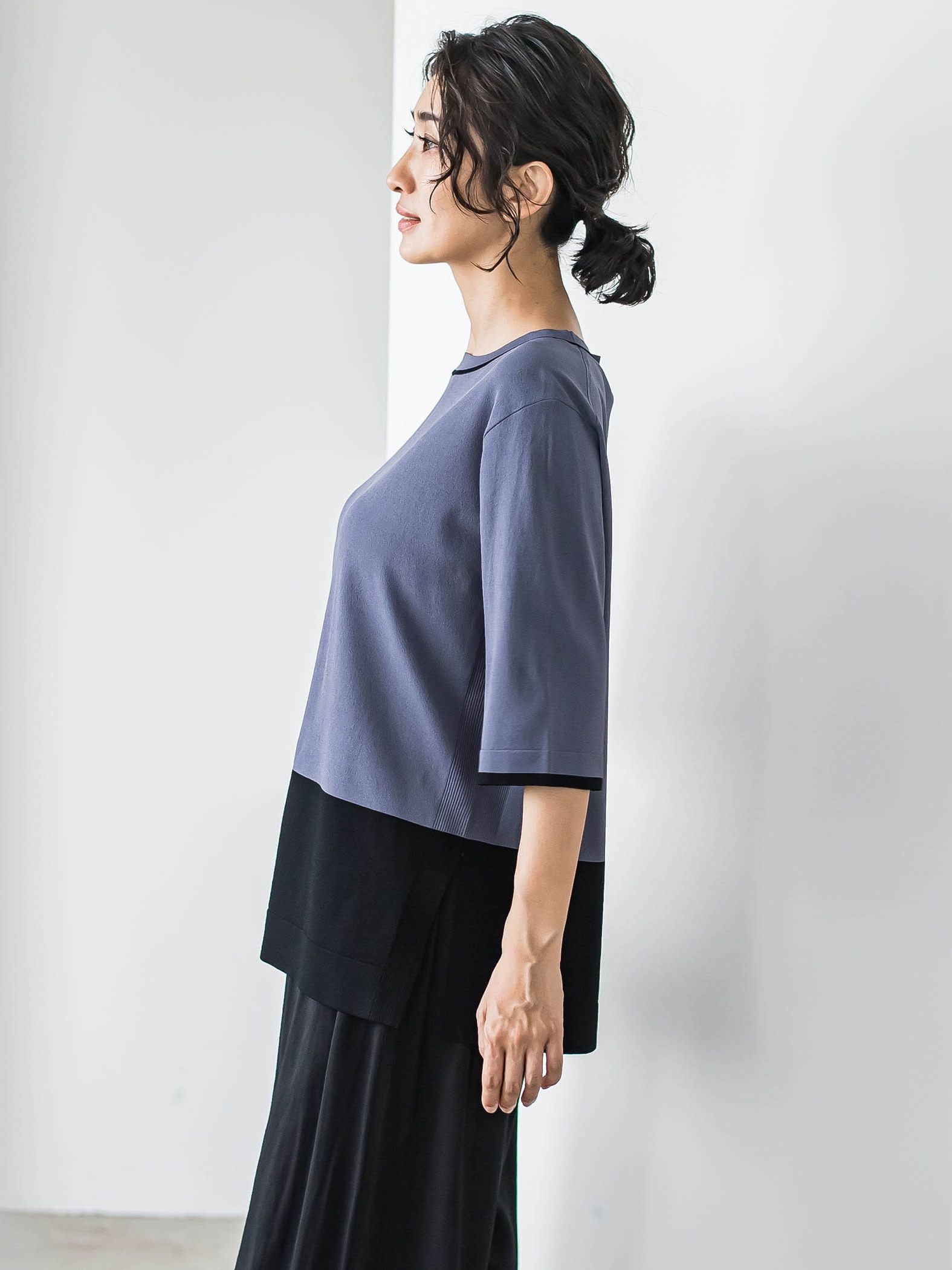 Tシャツ風ニットプルオーバー≪手洗い可能≫