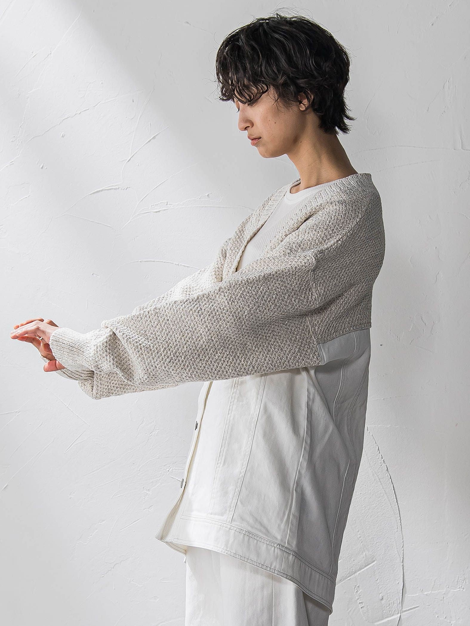 デニムドッキングニットカーディガン≪洗濯機で洗える≫