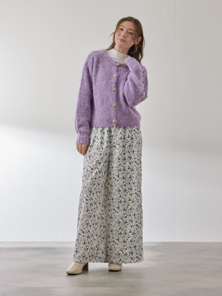 ソフトシャギー起毛メタルボタンカーディガン