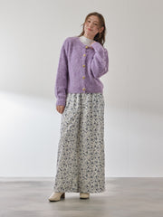 ソフトシャギー起毛メタルボタンカーディガン