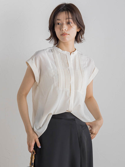 【WEB限定】コットンライクローンブラウス≪手洗い可能≫